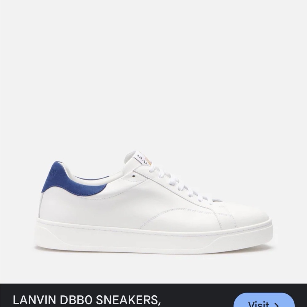 Lanvin White and Blue Leather Sneakers